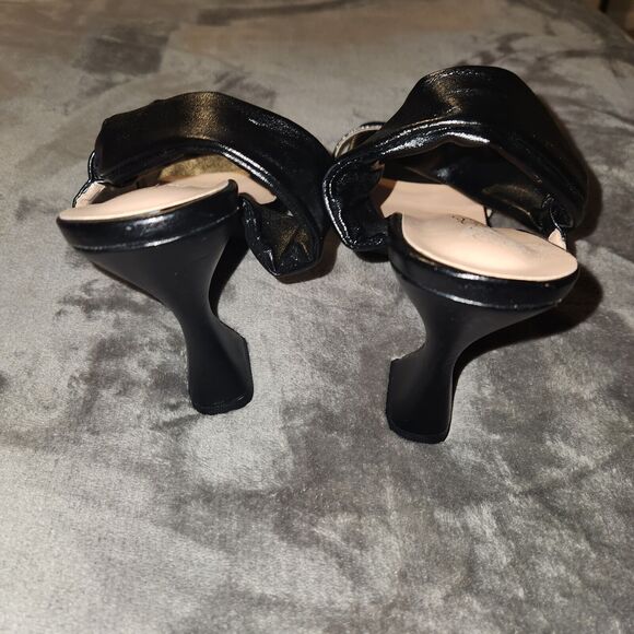 NWOB MATA Black Open Square Toe Abstract Block Heel Shoes WOMEN Size 10 - Picture 5 of 8